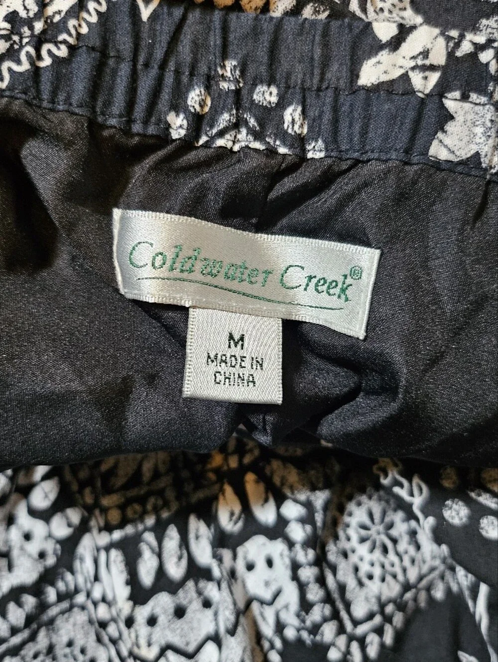 Coldwater Creek Black and White Pattern Midi Cotton Skirt Medium